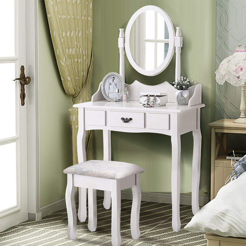 Levede Dressing Table Stool Mirror Makeup Jewellery Organizer Drawer Cabinet