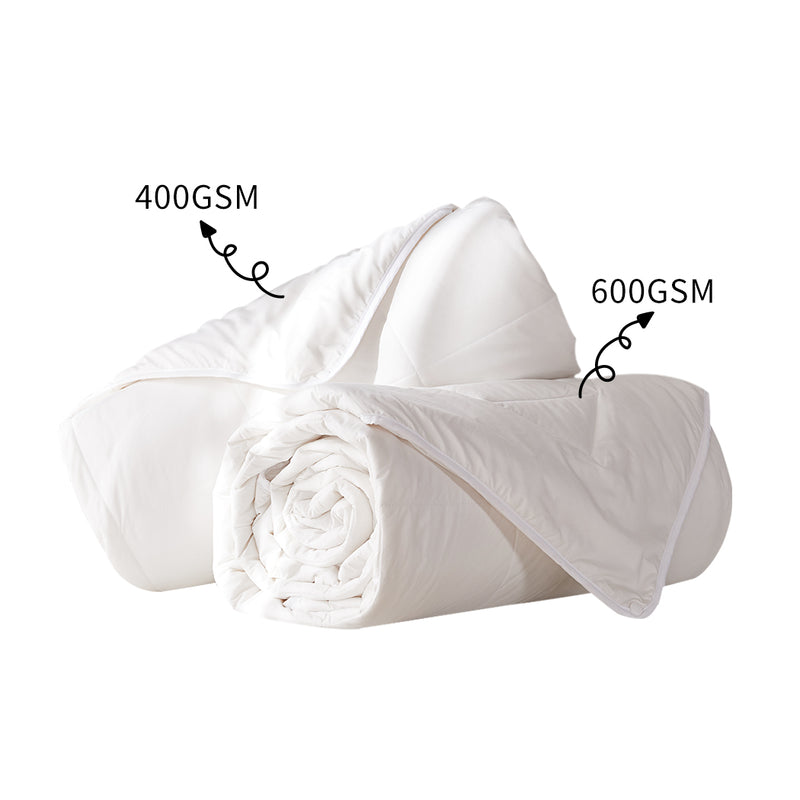 DreamZ 100% Wool Quilt 2-Piece 400/600GSM Doona Duvet Winter Summer King Single