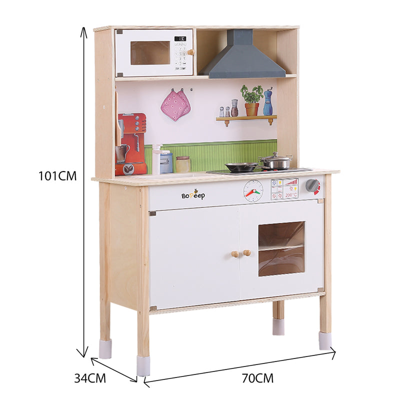 Bo Peep Kids Wooden Kitchen Pretend Play Set Cooking Toys Toddlers Cookware Gift