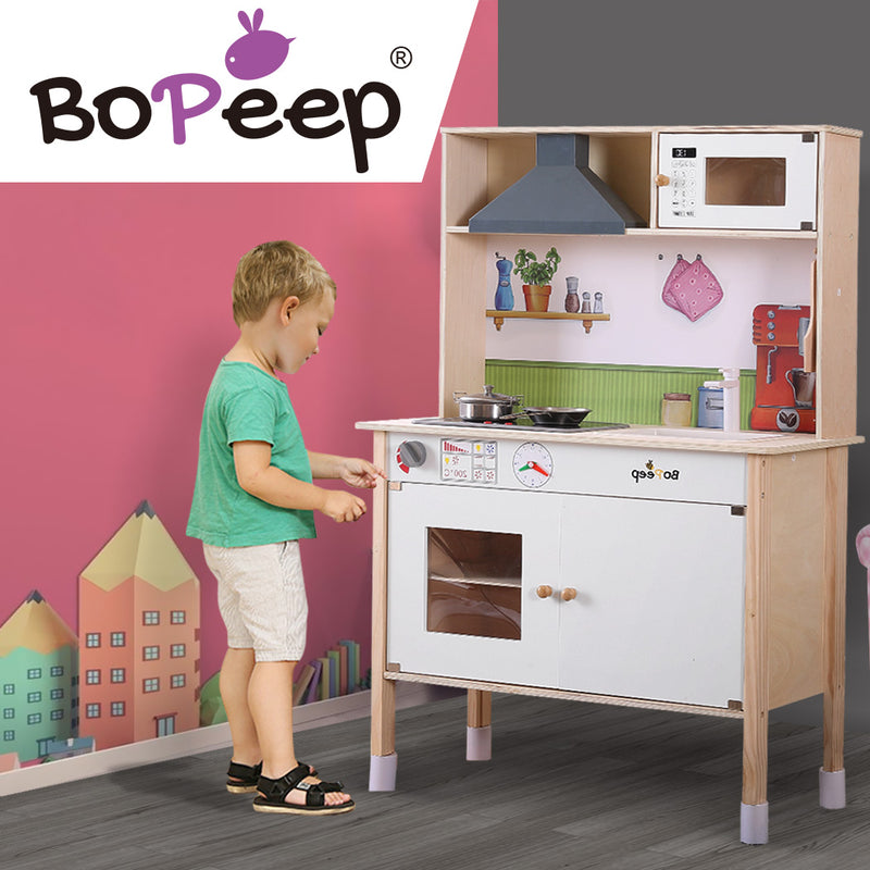 Bo Peep Kids Wooden Kitchen Pretend Play Set Cooking Toys Toddlers Cookware Gift