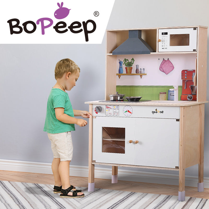 Bo Peep Kids Wooden Kitchen Pretend Play Set Cooking Toys Toddlers Cookware Gift
