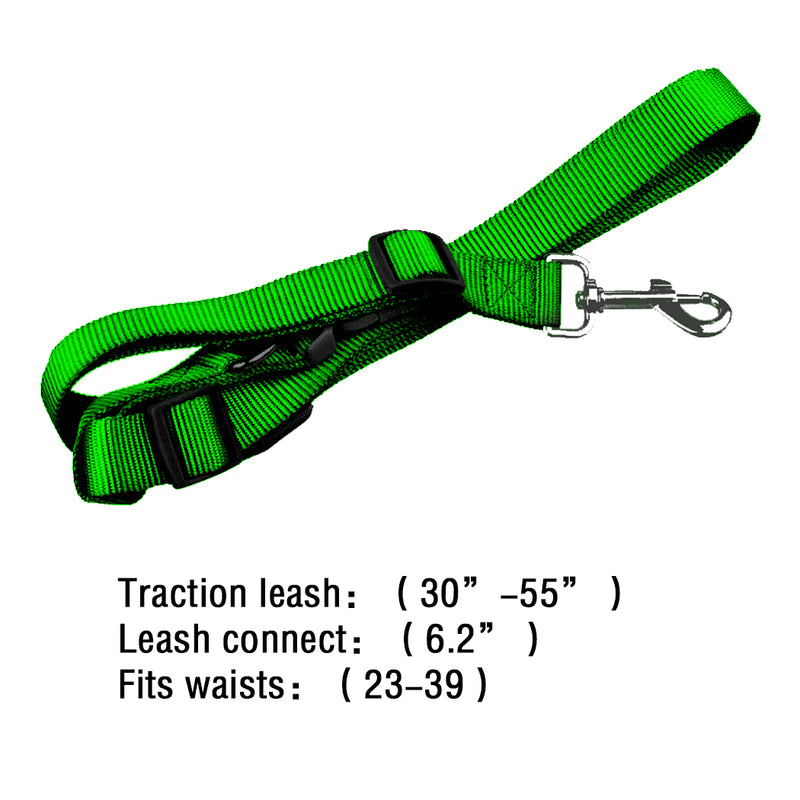 Adjustable Dog Hands Free Leash Waist Belt Buddy Jogging Walking Running Green