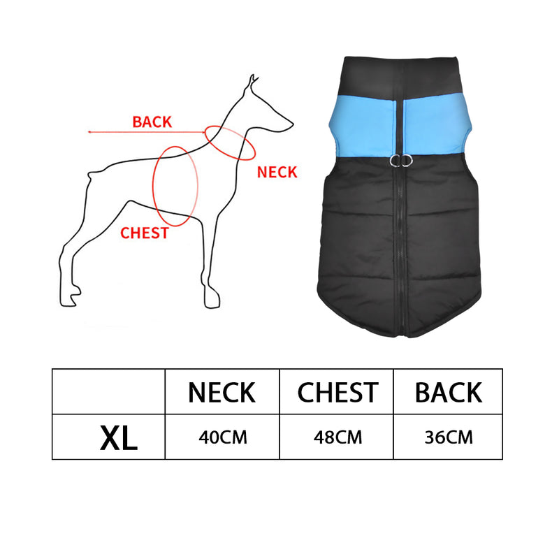 PaWz Dog Winter Jacket Padded Waterproof Pet Clothes Windbreaker Coat XL Blue