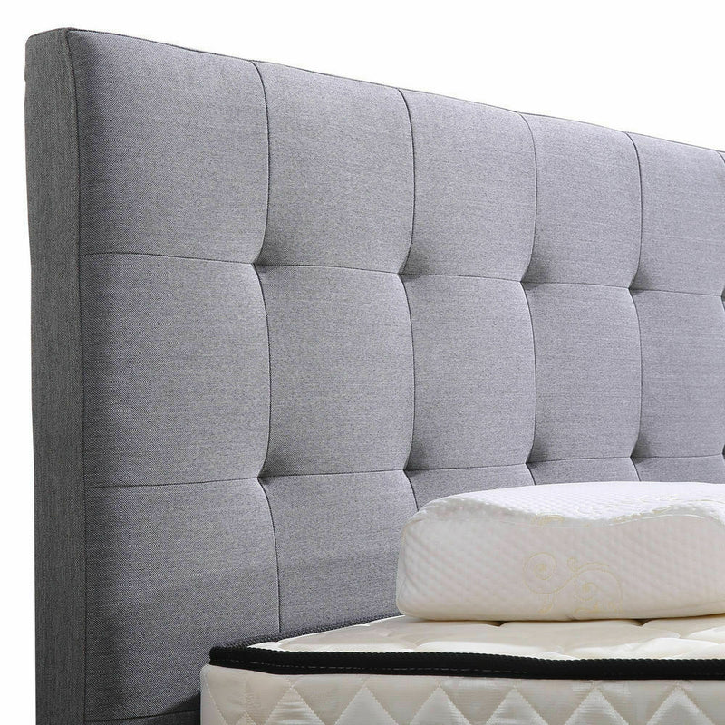 Levede Bed Frame Double King Fabric With Drawers Storage Wooden Mattress Grey