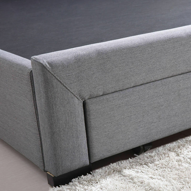 Levede Bed Frame Double King Fabric With Drawers Storage Wooden Mattress Grey