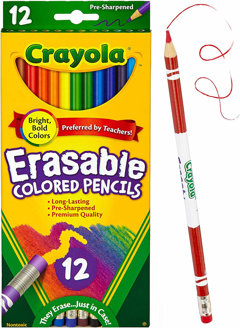 YPLUS Erasable Colored Pencils with Erasers 12pcs