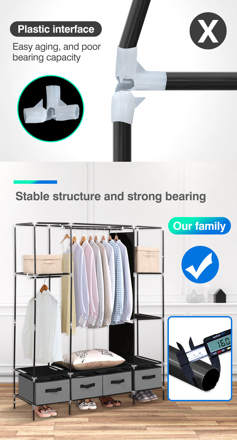 Levede Portable Wardrobe 4 Drawers Large Storage Cabinet Organiser Shelf Rack