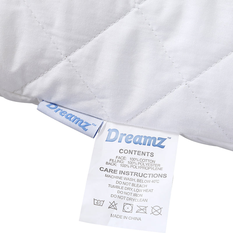 DreamZ Pillow Case Protector Pillowcase 100% Cotton Quilted Soft Cover Cases x2