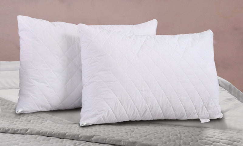 DreamZ Pillow Case Protector Pillowcase 100% Cotton Quilted Soft Cover Cases x2