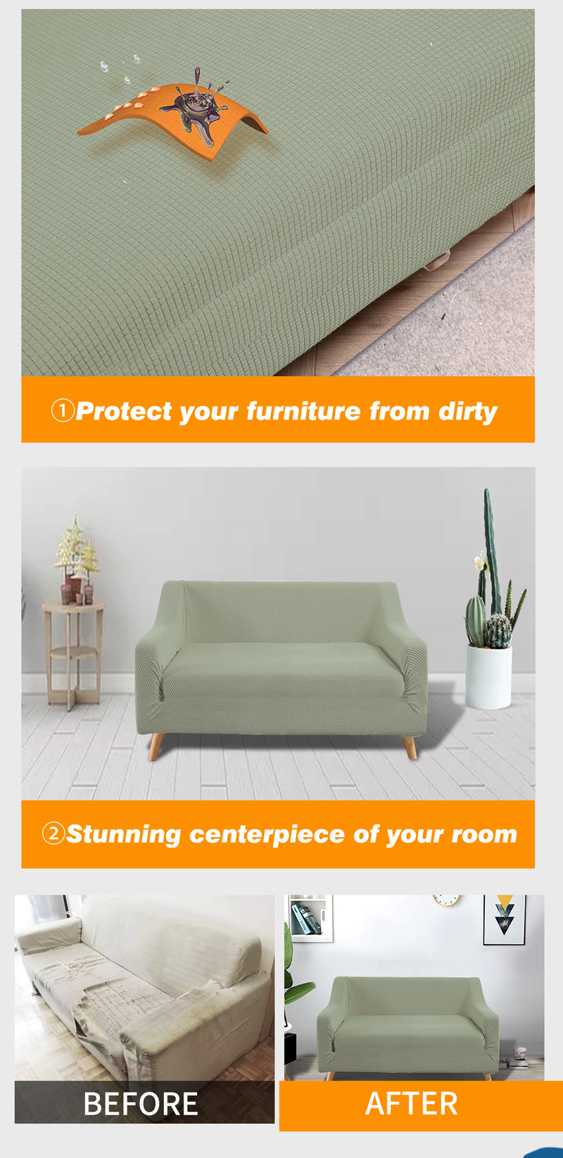 DreamZ Couch Stretch Sofa Lounge Cover Protector Slipcover 2 Seater Khaki