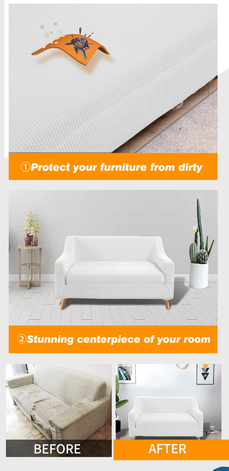 DreamZ Couch Stretch Sofa Lounge Cover Protector Slipcover 2 Seater Off White