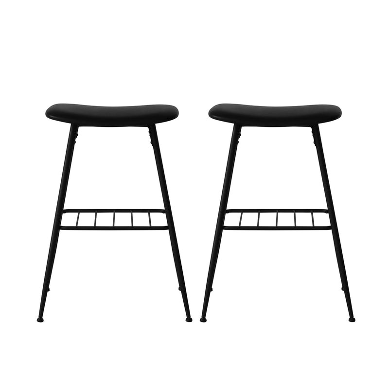 Levede 2x Bar Stools Kitchen Bar Pub Stool Counter Dining Chair PU Leather Black
