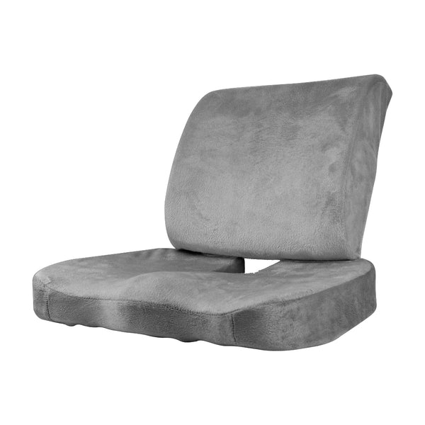 Seat Cushion Memory Foam Lumbar Back Support Orthoped Office Pain Relief Grey