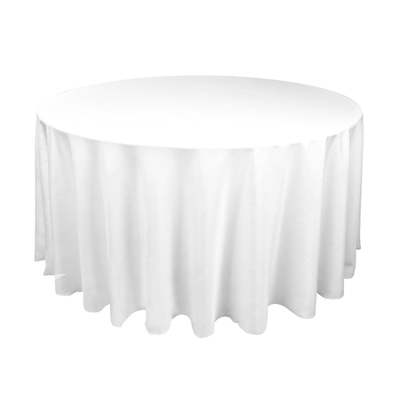 1 Pc 220cm White Round Fitted Tableclothes Hemmed Edges Trestle Event Wedding
