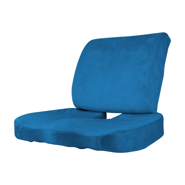 Seat Cushion Memory Foam Lumbar Back Support Orthoped Office Pain Relief Blue