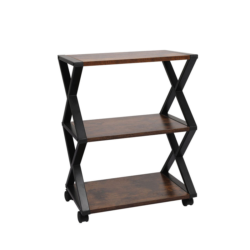 Levede Mobile Printer Stand 3 Tiers Wooden Metal Desk Organizer Storage Shelf