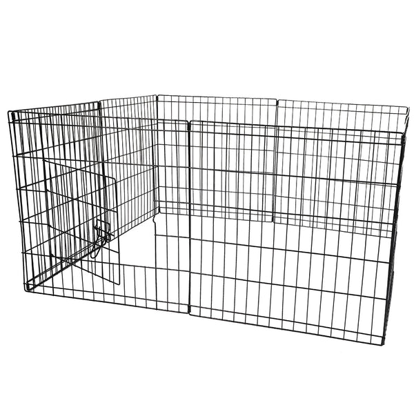 PaWz Pet Dog Playpen Puppy Exercise 8 Panel Enclosure Fence Black With Door 24"