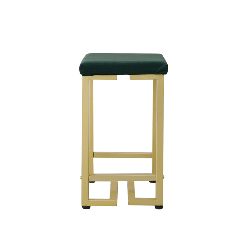 Levede Upholstered Bar Stools Backless Velvet Metal Kitchen Counter Chairs x2