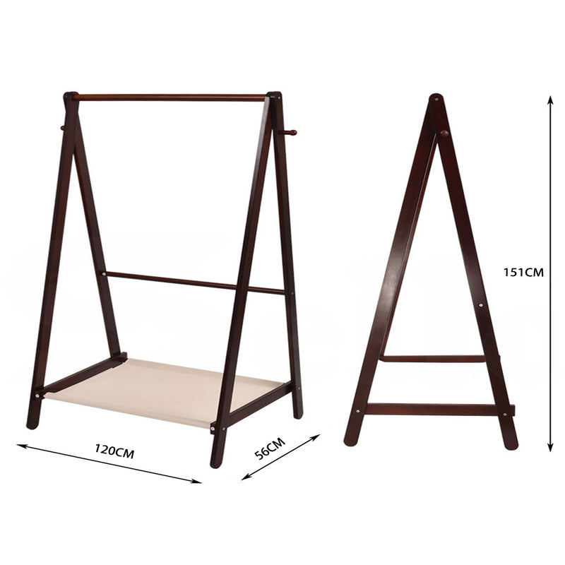Levede Clothes Stand Garment Dyring Rack Hanger Organiser Wooden Free Standing