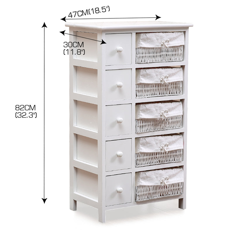 Levede Bedside Tables Chest of 5 Drawers Wood Storage Cabinet Bedroom Furniture