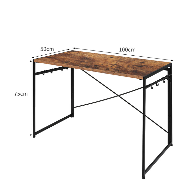 Levede Office Desk Computer Work Student Study Metal Foldable Home Table Oak