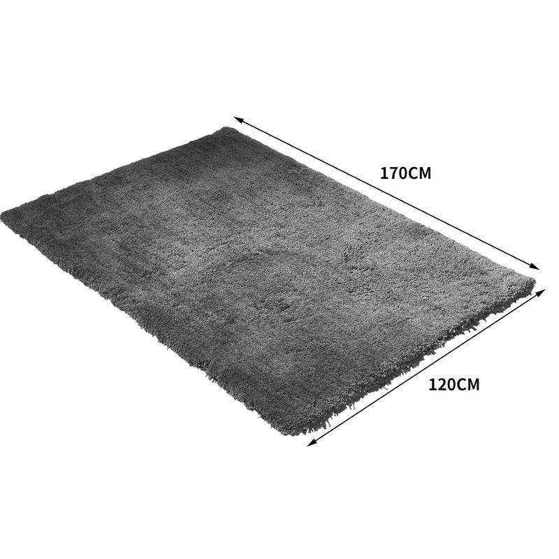 Ultra Soft Anti Slip Rectangle Plush Shaggy Floor Rug Carpet 120x170cm Charcoal