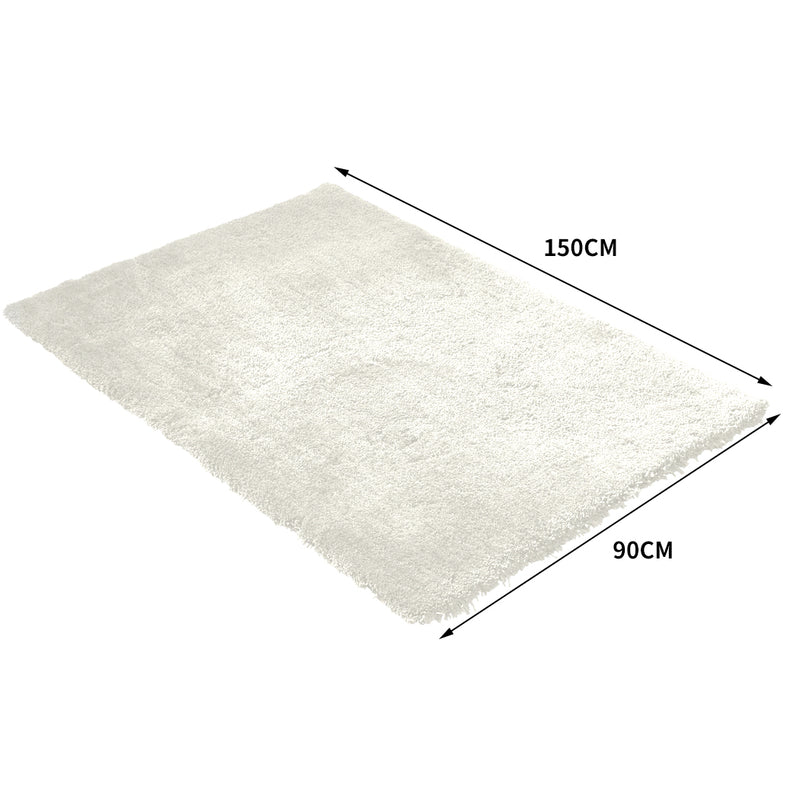 Ultra Soft Anti Slip Rectangle Plush Shaggy Floor Rug Carpet in Beige 90x150cm