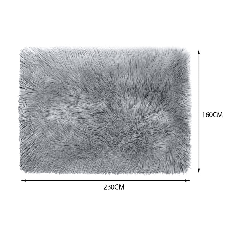 Floor Rugs Sheepskin Shaggy Rug Area Carpet Bedroom Living Room Mat 160X230 Grey