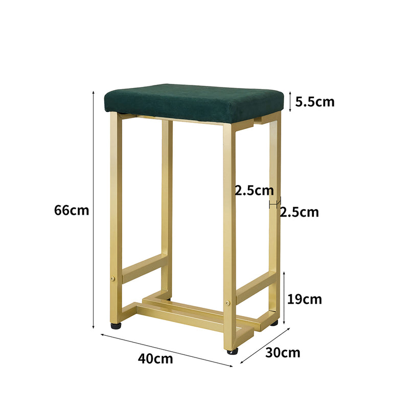Levede Upholstered Bar Stools Backless Velvet Metal Kitchen Counter Chairs x2