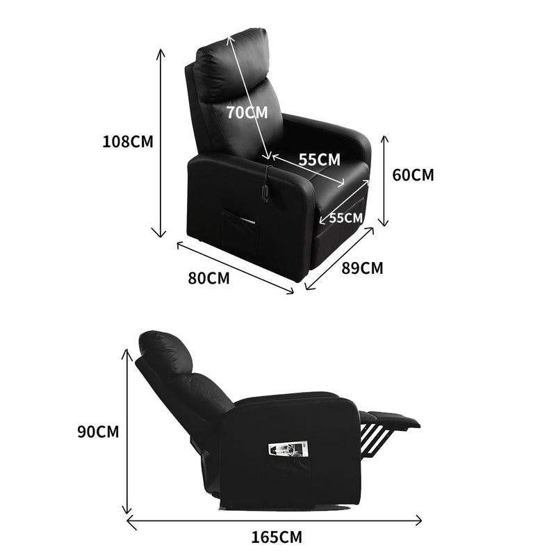 Levede Electric Massage Chair Recliner Chairs Full Body Neck Heated Seat Black