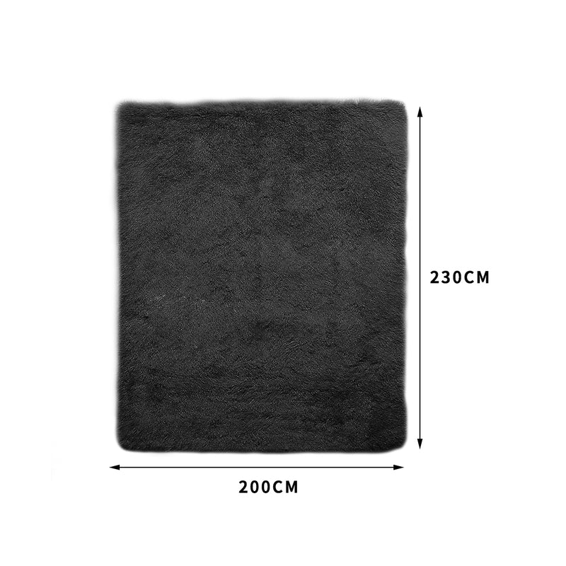Designer Soft Shag Shaggy Floor Confetti Rug Carpet Home Decor 200x230cm Black