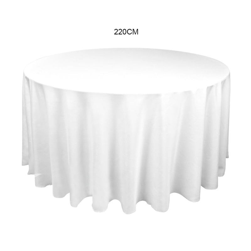 1 Pc 220cm White Round Fitted Tableclothes Hemmed Edges Trestle Event Wedding