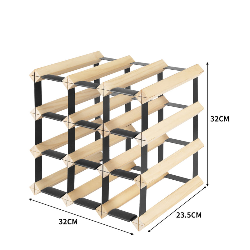 Levede Timber Wine Storage Rack  Wooden Cellar Organiser 12 Bottle Display Stand