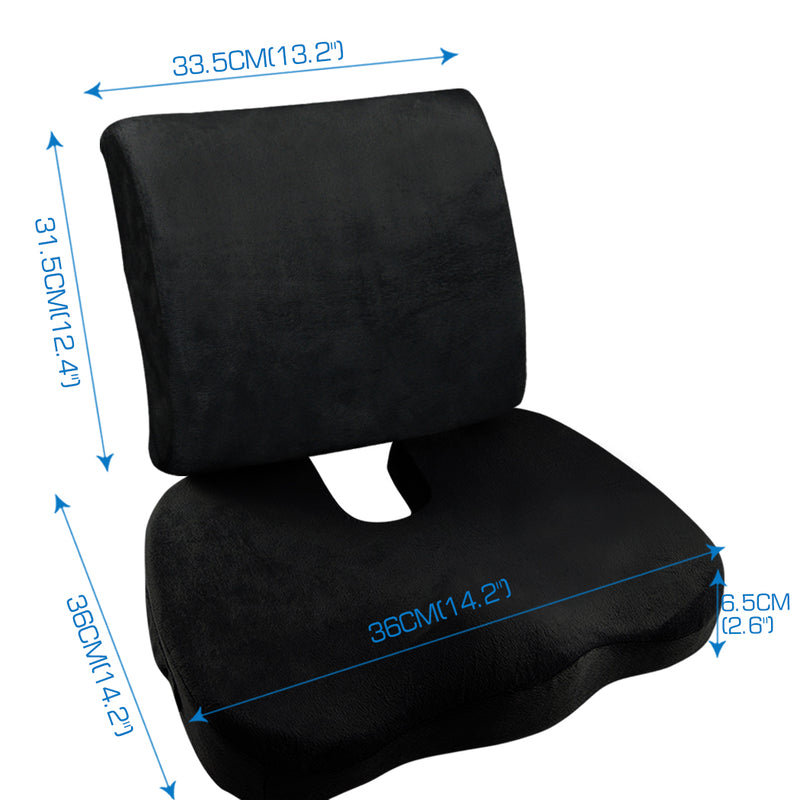 Seat Cushion Memory Foam Lumbar Back Support Orthoped Car Office Pain Relief