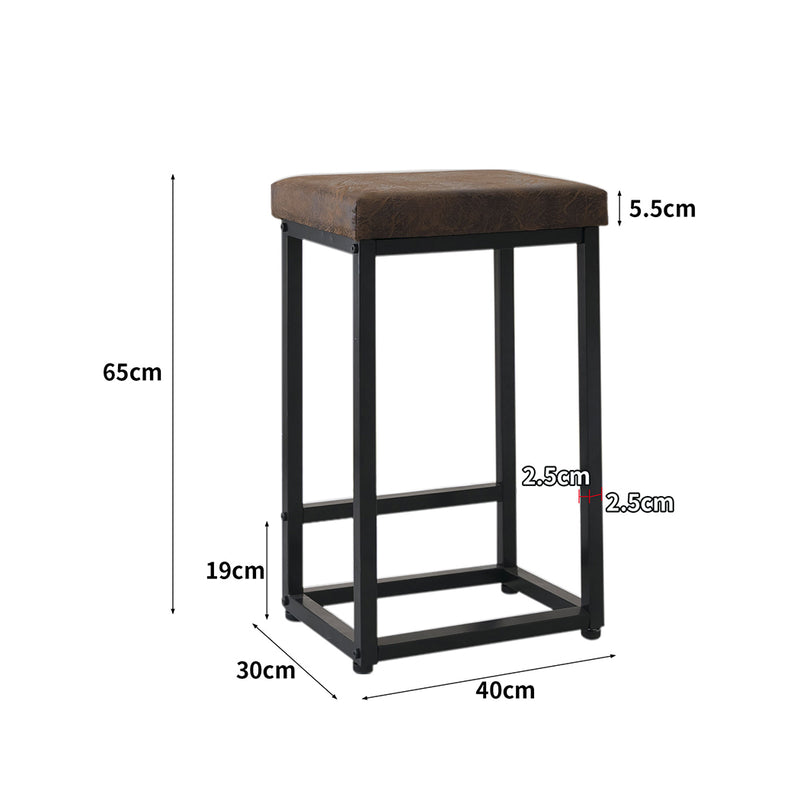 Levede Upholstered Bar Stools Backless Leather Metal Kitchen Counter Chairs x2