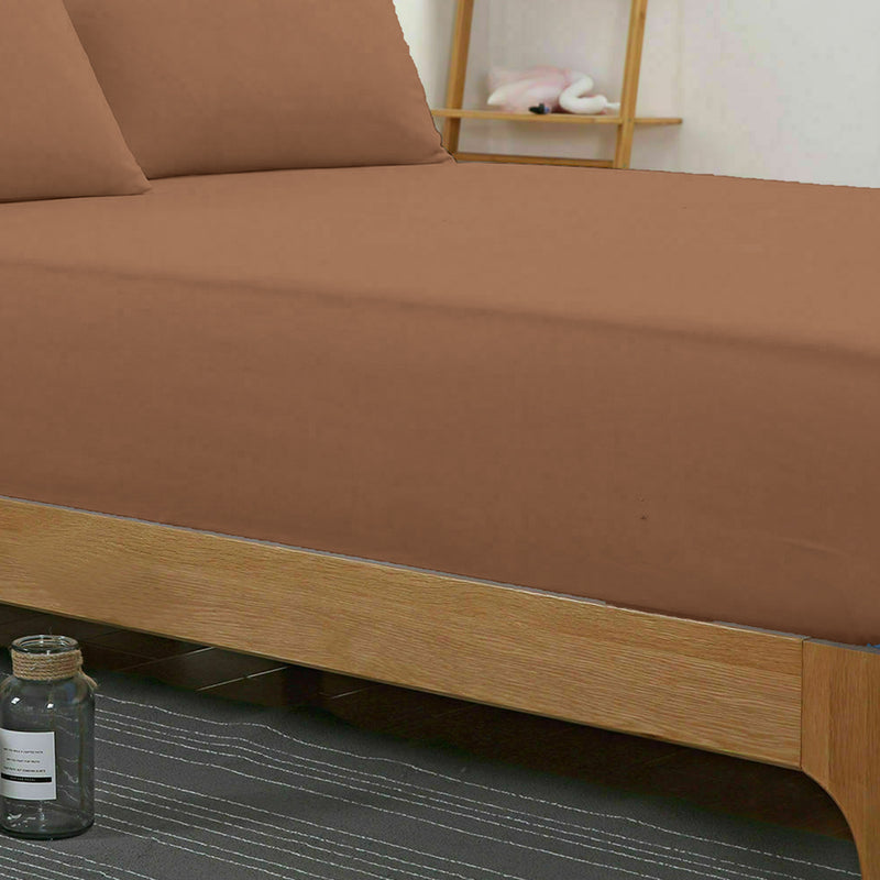 DreamZ Ultra Soft Fitted Bed Sheet with one Pillow Case King Single Chocolate