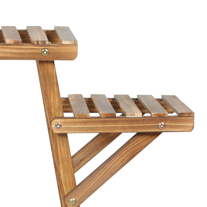 Levede 4-Tier Plant Stand Wood Wooden Wheel Shelf Flower Pots Rack Indoor Garden