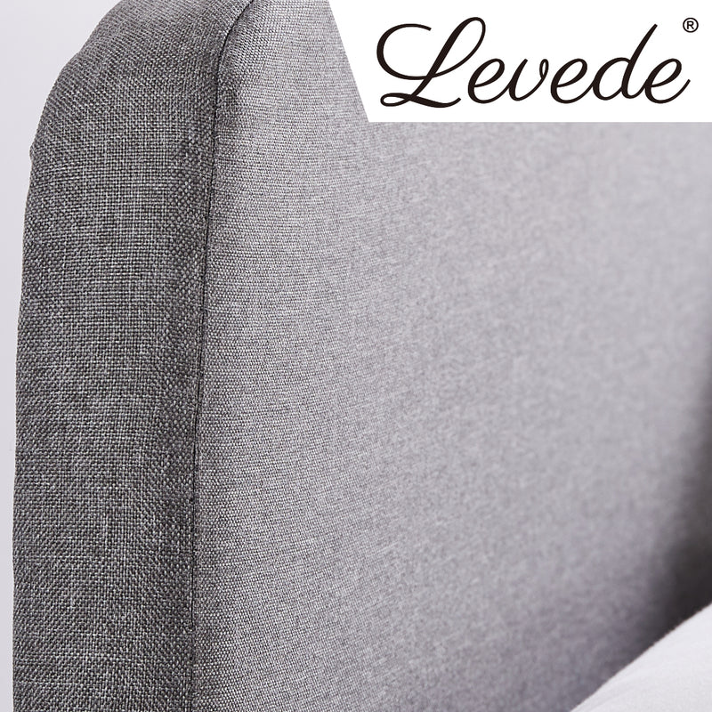 Levede Bed Frame Double Size Wooden Platform Linen Fabric Base Bedhead Headboard