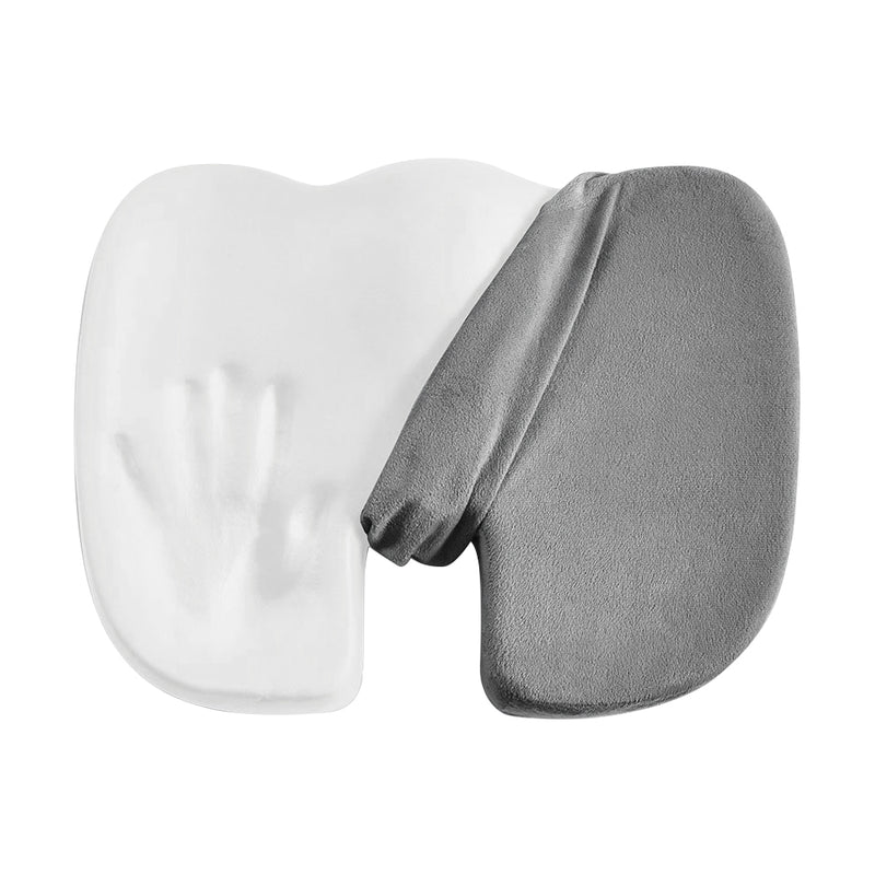 Seat Cushion Memory Foam Lumbar Back Support Orthoped Office Pain Relief Grey