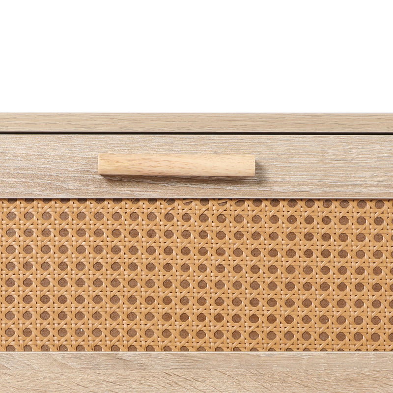 Levede Storage Cabinet Rattan Dresser Chest of Drawers Tallboy Wooden 3 Drawers