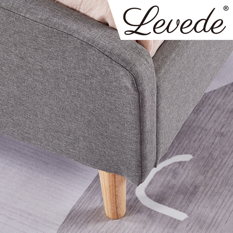 Levede Bed Frame Double Size Wooden Platform Linen Fabric Base Bedhead Headboard