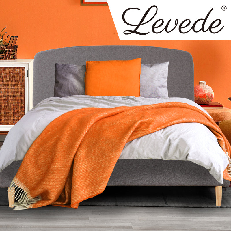 Levede Bed Frame Double Size Wooden Platform Linen Fabric Base Bedhead Headboard