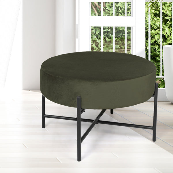 Levede Foot Stool Ottoman Footstool Velvet Accent Chair Round Dressing Vanity