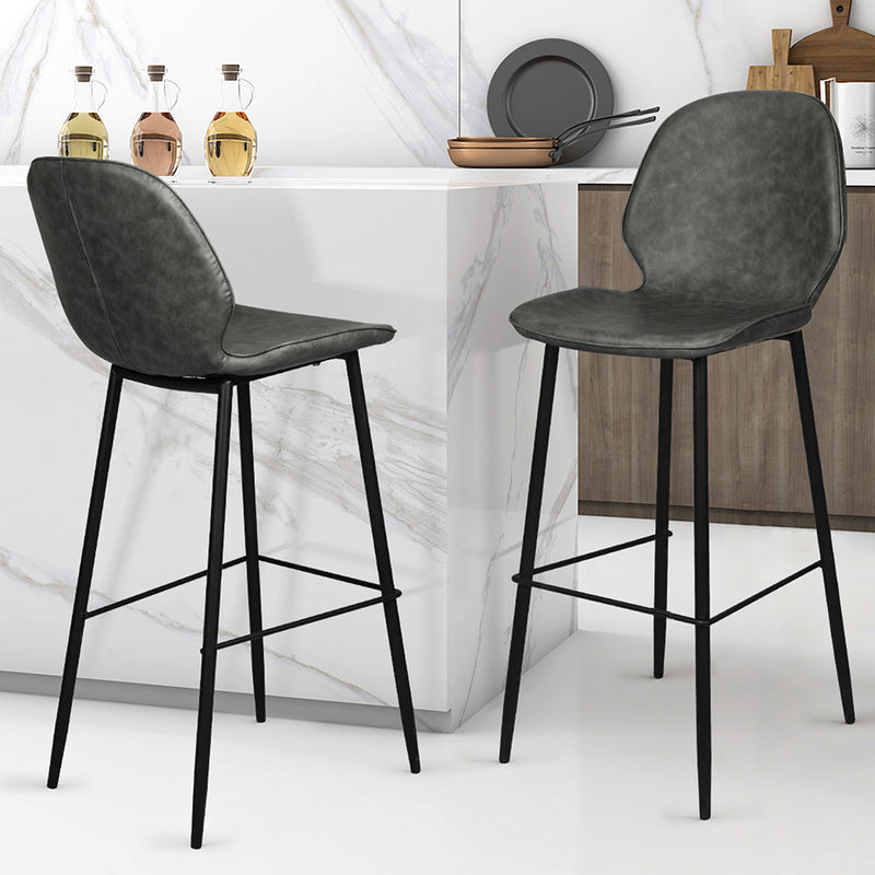 Levede 2x Bar Stool Counter Chair PU Leather Kitchen Pub Restaurant Padded Seat