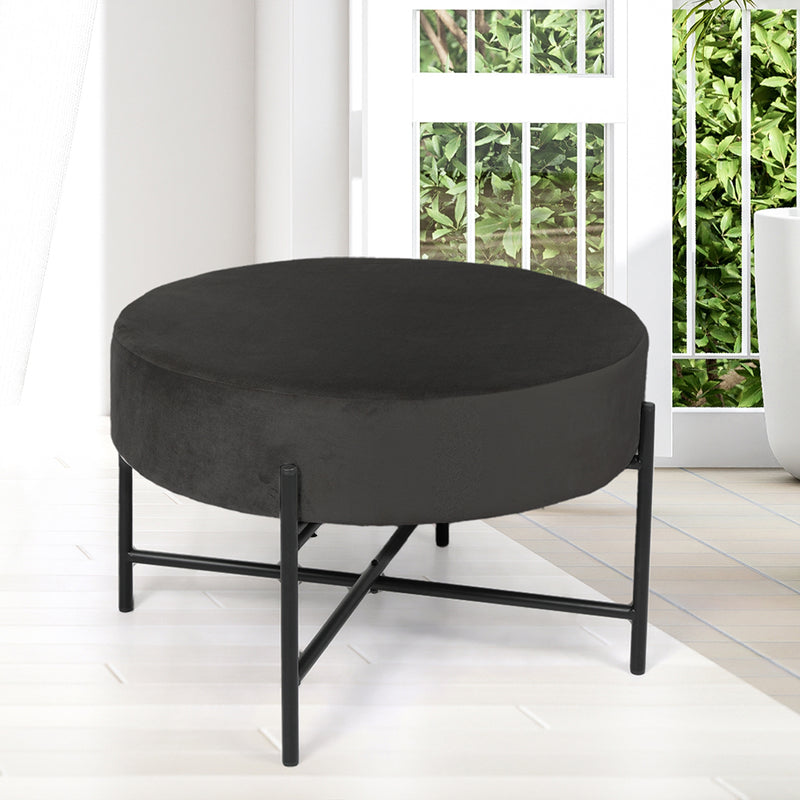 Levede Foot Stool Ottoman Footstool Velvet Accent Chair Round Dressing Vanity