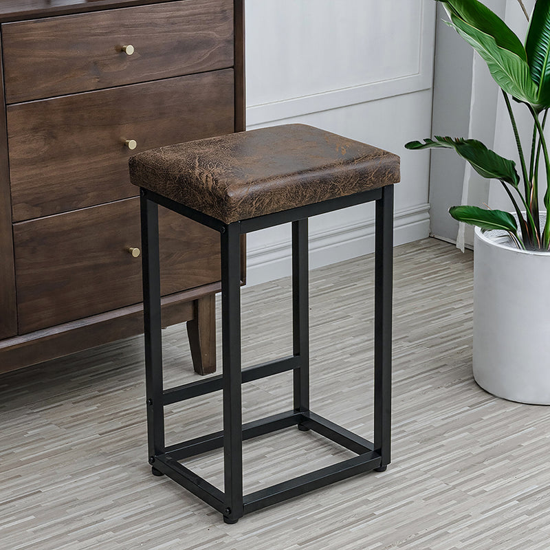 Levede Upholstered Bar Stools Backless Leather Metal Kitchen Counter Chairs x2