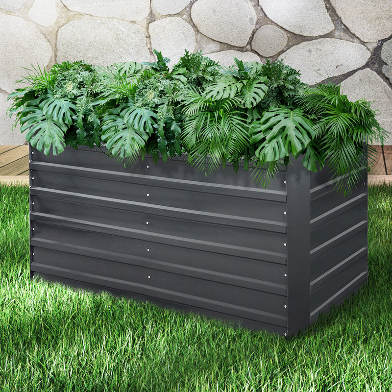 Lambu Garden Bed Planter Raised Coated Steel Beds 160x80x77cm Rectangular X2