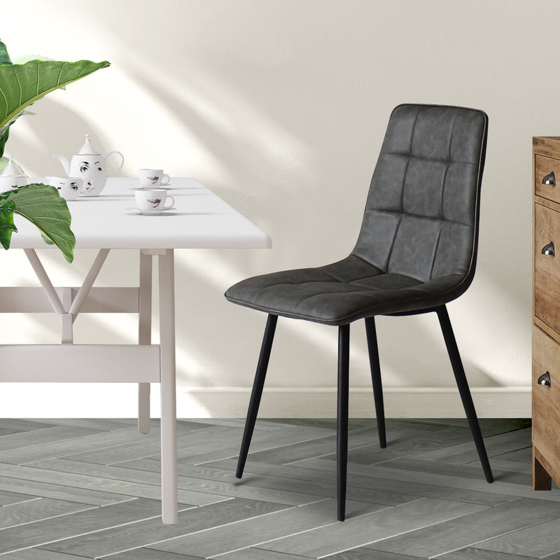 Levede 4x Dining Chairs Kitchen Table Chair Lounge Room Padded Seat PU Leather