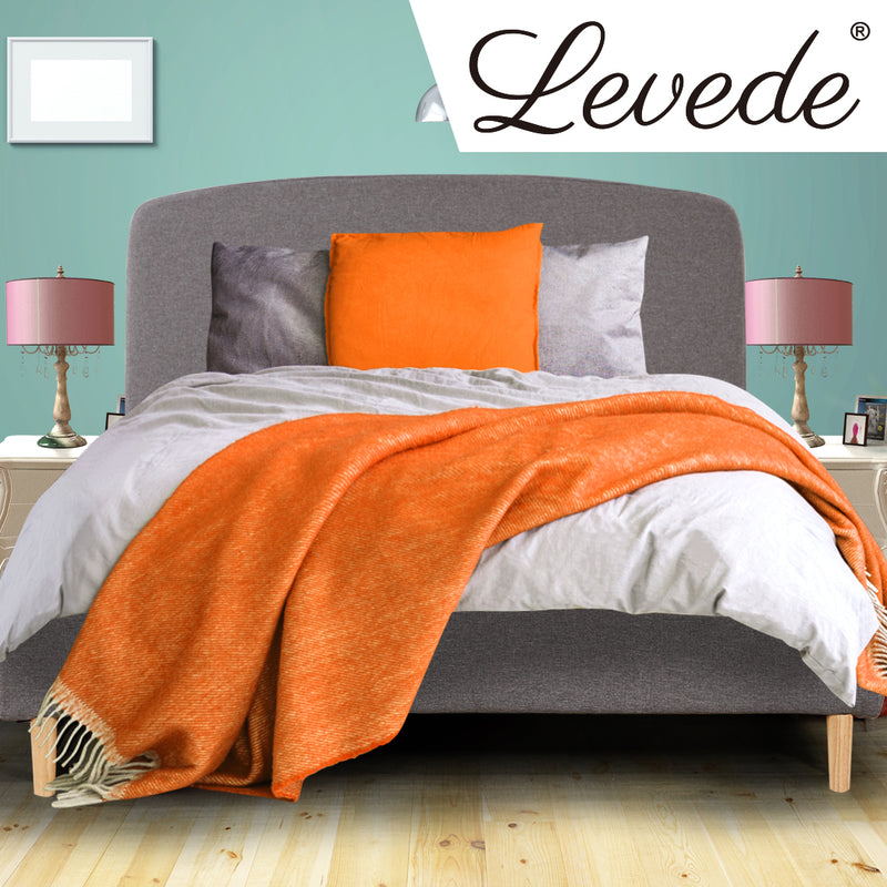 Levede Bed Frame Double Size Wooden Platform Linen Fabric Base Bedhead Headboard