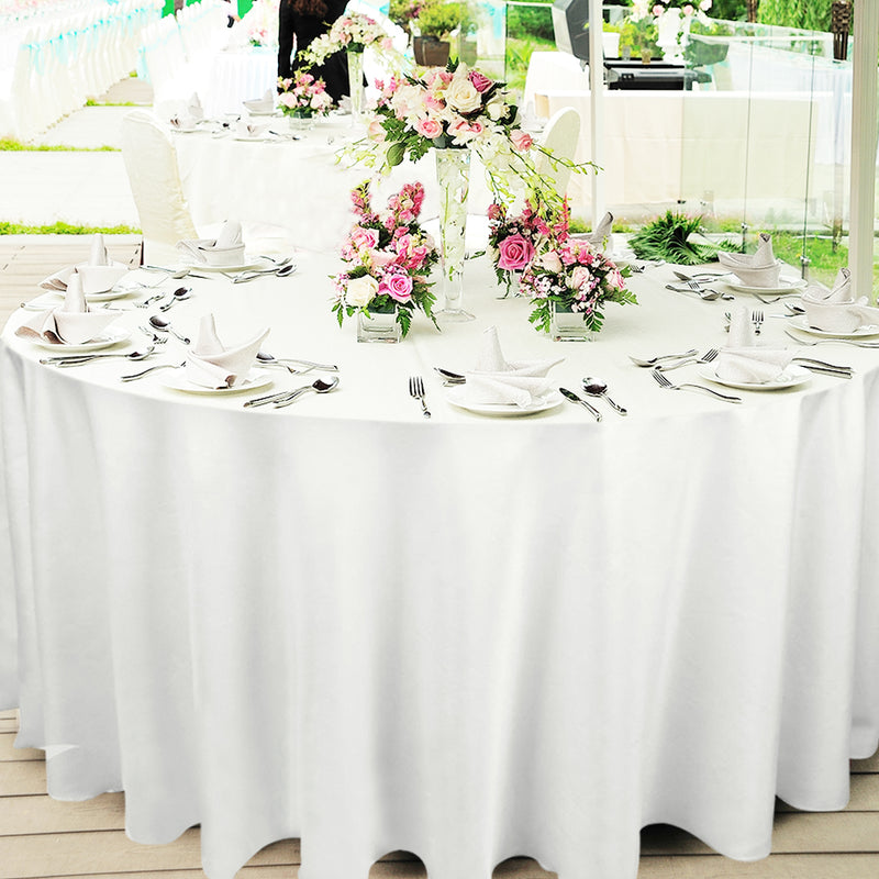 1 Pc 260cm White Round Fitted Table cloth Hemmed Edges Trestle Event Wedding